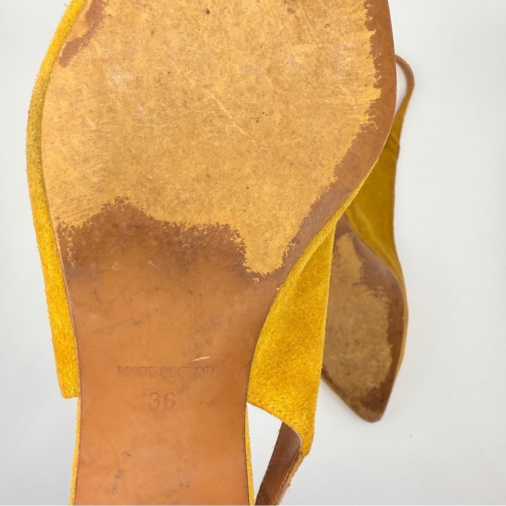 Free People Mustard Yellow Suede Slingback Flats Made in Spain Pointed Toe - Picture 5 of 5